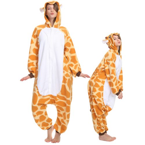 Fleece Mens Womens Yellow Giraffe Kigurumi Costume Onesie Pajamas