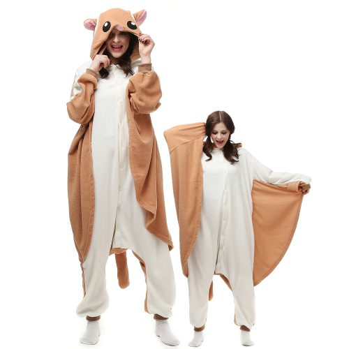 Fleece Mens Womens Flying Squirrel Kigurumi Costume Onesie Pajamas